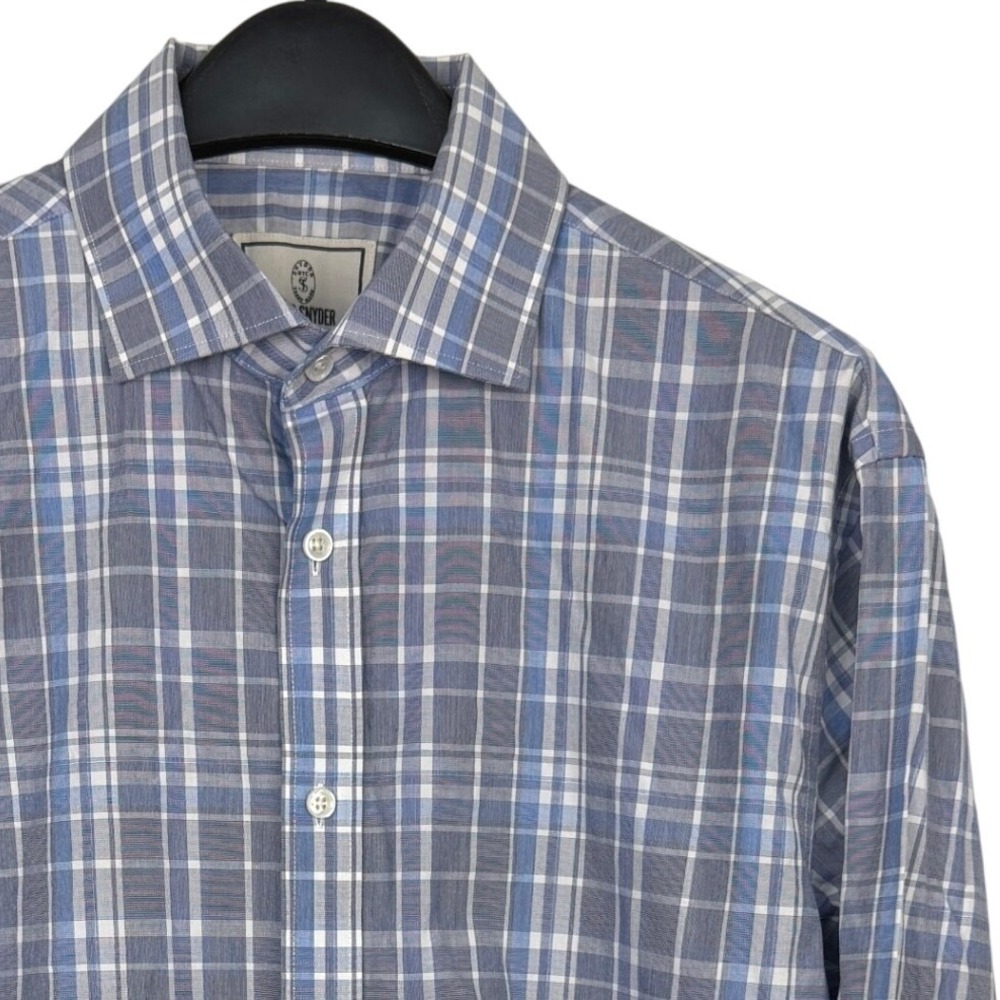 Todd Snyder Button Up Spread Collar Shirt Men 16.5 32/33 Blue Plaid 2-Ply Cotton